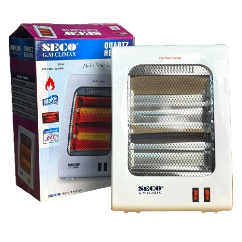 SECO GM Climax quartz heater with packaging on a white background